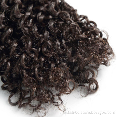 4*4 Hair Extension Closure Brazilian 100% Weave Kinky Curly Wave, Natural Hair Color Kinky Curly Lace Closure
